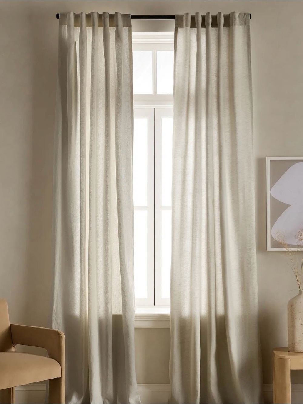 Quince European Linen Curtain Panel- Sage 48x96